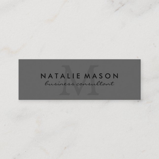 Modern minimalistisk monogram-Grått Mini Visitkort (Framsida)