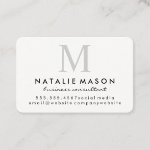 Modern minimalistisk monogram-Grått på vitt Visitkort