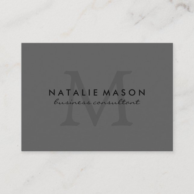 Modern minimalistisk monogram-Grått Visitkort (Framsida)
