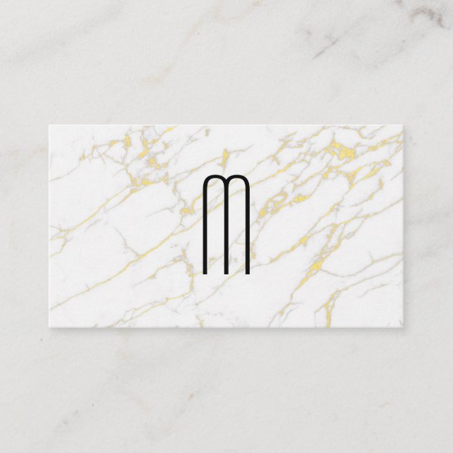 Modern minimalistisk monogram | Guld Marble Visitkort (Framsida)