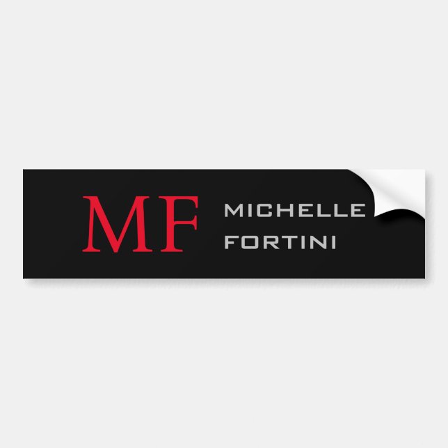 Modern minimalistisk Monogram, inledande svart sva Bildekal (Framsidan)