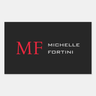 Modern minimalistisk Monogram, inledande svart sva Rektangulärt Klistermärke