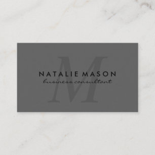 Modern Minimalistisk monogram Italic Grått Visitkort