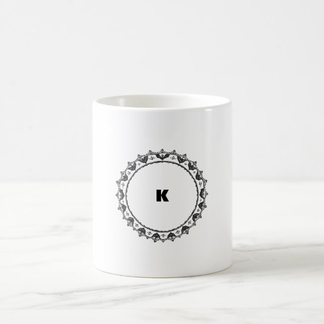 Modern minimalistisk monogram kaffemugg (Center)