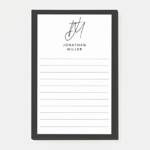Modern minimalistisk monogram lind post-it block