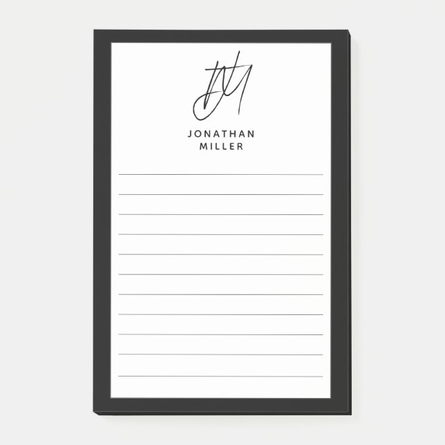 Modern minimalistisk monogram lind post-it block (Framsida)
