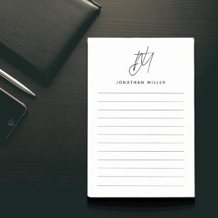 Modern minimalistisk monogram lind post-it block