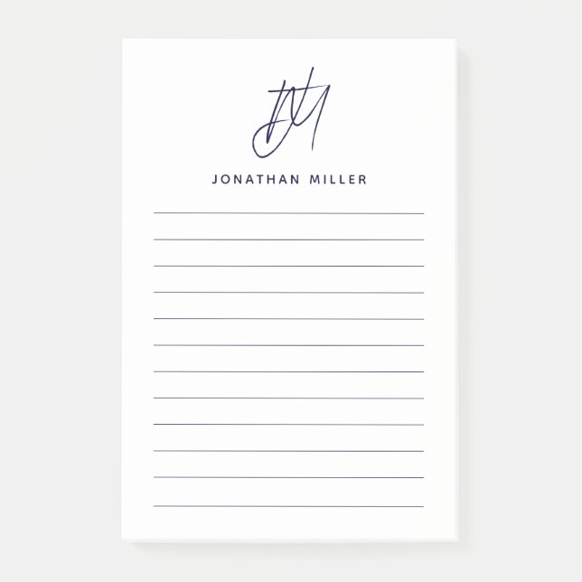 Modern minimalistisk monogram lind post-it block (Framsida)