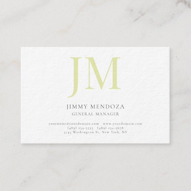 Modern minimalistisk monogram lyx tjockt papper visitkort (Framsida)
