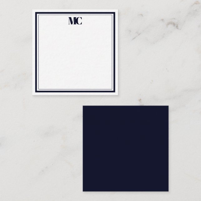 Modern minimalistisk monogram med två ramar i mari anteckningskort (Fram/baksida)