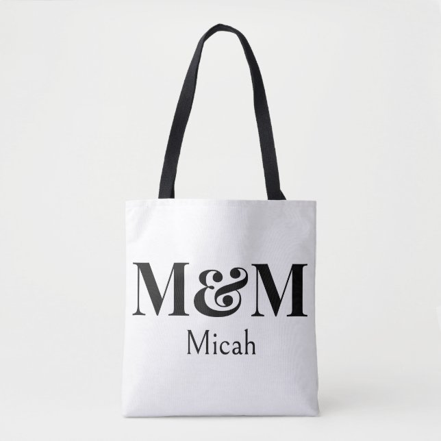 Modern Minimalistisk Monogram Modern Lyx Elegant Tygkasse (Framsida)