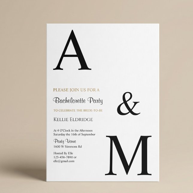 Modern minimalistisk monogram möhippafest inbjudningar (Skapare uppladdad)