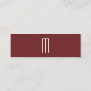Modern Minimalistisk monogram-Mörk röd Mini Visitkort