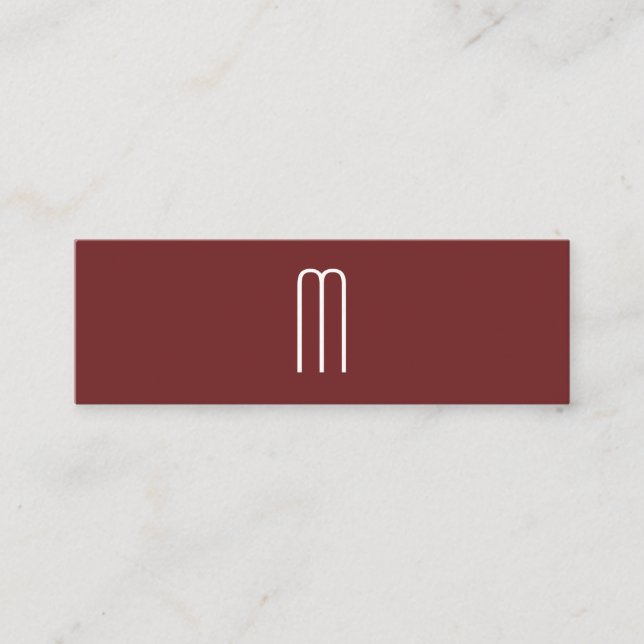 Modern Minimalistisk monogram-Mörk röd Mini Visitkort (Framsida)
