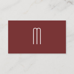 Modern Minimalistisk monogram-Mörk röd Visitkort