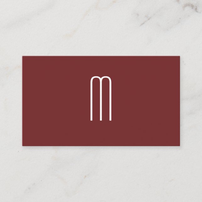 Modern Minimalistisk monogram-Mörk röd Visitkort (Framsida)