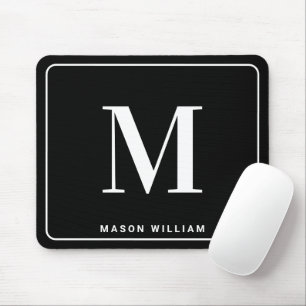 Modern minimalistisk monogram & namn - Stilfull sv Musmatta