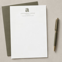 Modern minimalistisk monogram Olivgrön affär