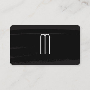 Modern minimalistisk Monogram på svart borstat Visitkort