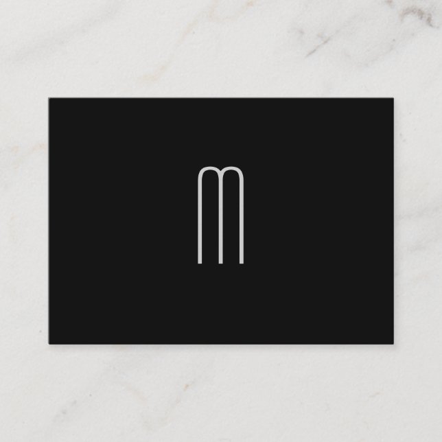 Modern minimalistisk Monogram på svart Visitkort (Framsida)