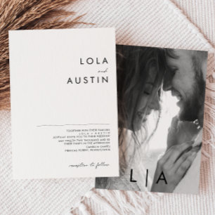 Modern minimalistisk Monogram Photo Bröllop Inbjudningar