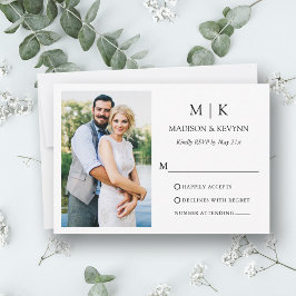 Modern minimalistisk Monogram Photo Bröllop OSA Kort