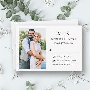Modern minimalistisk Monogram Photo Bröllop OSA Kort