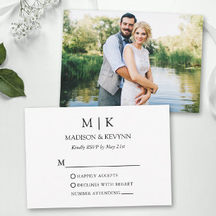 Modern minimalistisk Monogram Photo Bröllop OSA Kort