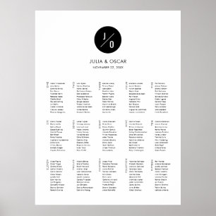 Modern minimalistisk Monogram-plan för säten i Brö Poster
