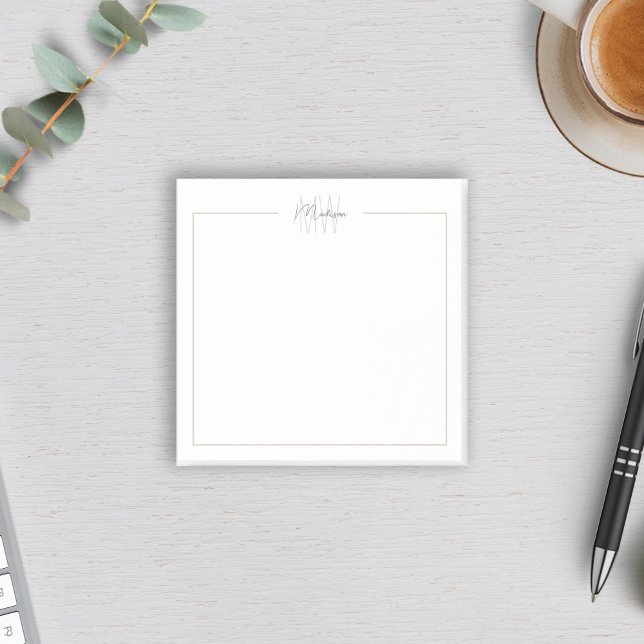 Modern minimalistisk monogram post-it block (Modern Minimalist Monogram Post-it Notes by MINTIC DESIGN STUDIO)