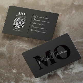 Modern Minimalistisk Monogram Professionell QR-kod Visitkort
