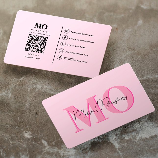 Modern minimalistisk monogram professionell rosa Q Visitkort (Skapare uppladdad)