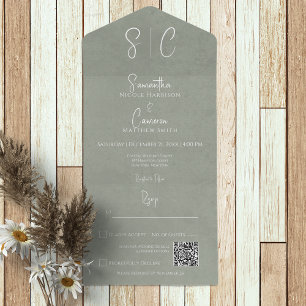 Modern minimalistisk monogram QR-kod i salvia grön