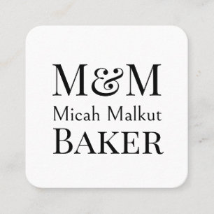 Modern Minimalistisk Monogram QR-kod Lyx, Namn Fyrkantigt Visitkort