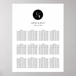 Modern, minimalistisk monogram-sätesdiagram för Br Poster