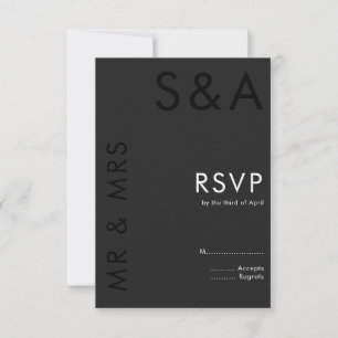 Modern minimalistisk Monogram, svart och vit Bröll OSA Kort