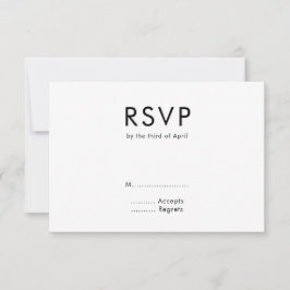 Modern minimalistisk Monogram, svart och vit Bröll OSA Kort