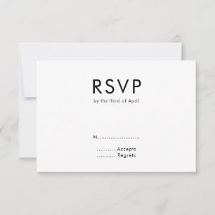 Modern minimalistisk Monogram, svart och vit Bröll OSA Kort