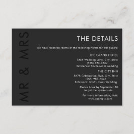 Modern minimalistisk Monogram, svart och vit Bröll Tilläggskort