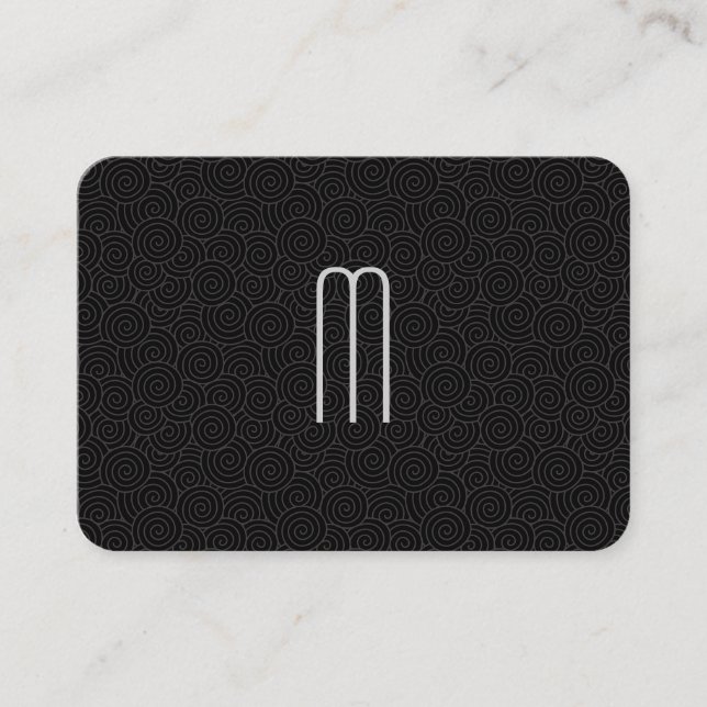 Modern minimalistisk Monogram Swirl Mönster Visitkort (Framsida)