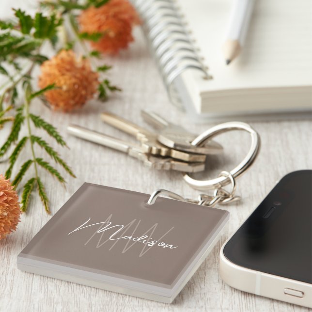 Modern minimalistisk monogram taupe scriptnamn (Högra Framsidan)