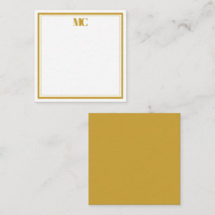 Modern minimalistisk Monogram två Gräns Guld White Anteckningskort