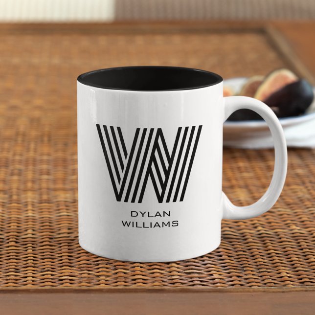 Modern minimalistisk monogram Två-Tonad mugg (Skapare uppladdad)