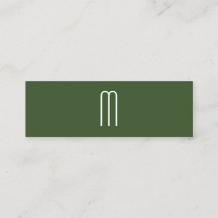 Modern Minimalistisk monogramGrönt Mini Visitkort
