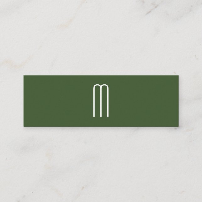 Modern Minimalistisk monogramGrönt Mini Visitkort (Framsida)
