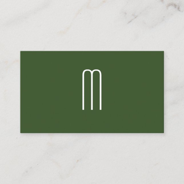 Modern Minimalistisk monogramGrönt Visitkort (Framsida)