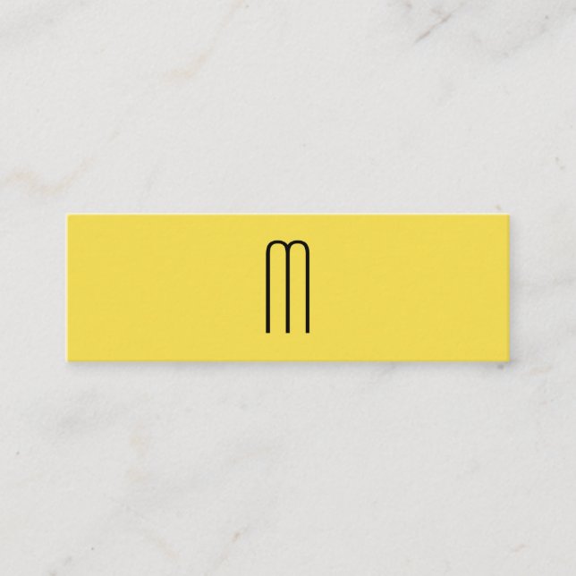 Modern Minimalistisk monogramGult Mini Visitkort (Framsida)