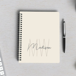 Modern Minimalistisk monogramkream Anteckningsbok