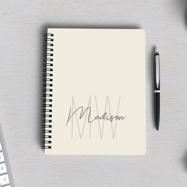 Modern Minimalistisk monogramkream Anteckningsbok (Skapare uppladdad)