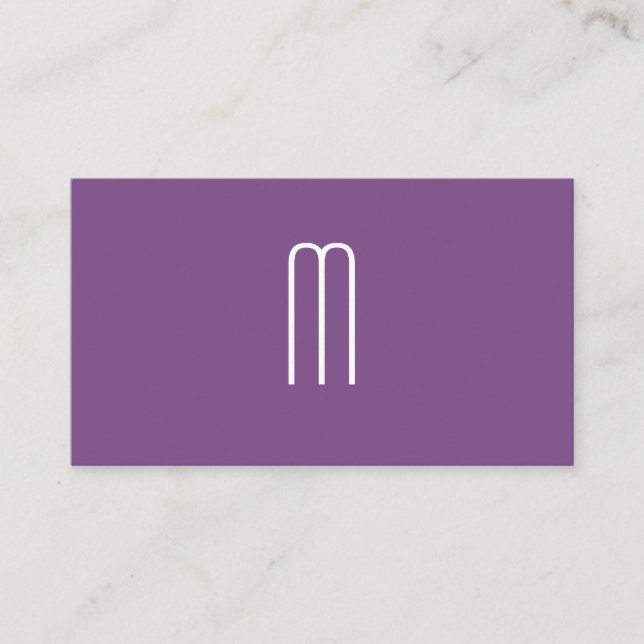 Modern minimalistisk monogramLila Visitkort (Framsida)